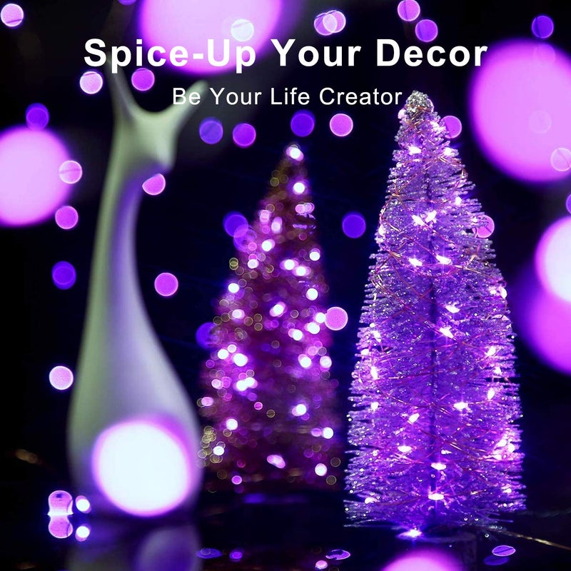 Blingstar أضواء الجنية المدعومة بواسطة USB من بلينغستار، عبوة 2، 33 قدم، 100 LED، سلك فضي مرن، أضواء خيطية صغيرة لشجرة عيد الميلاد/الهالوين/غرفة النوم/التخييم/تزيين العطلات، بنفسجي - Image 3